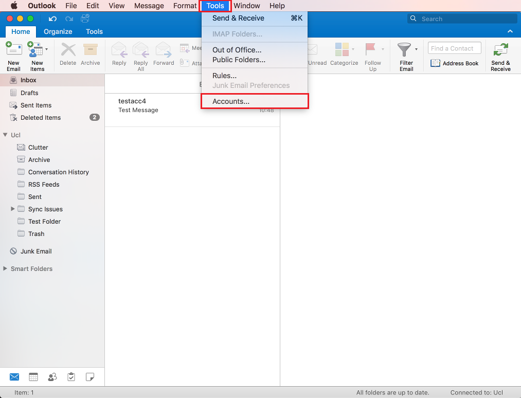 how delete mail account on outlook for mac